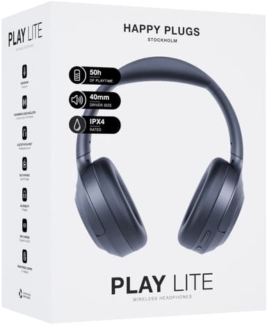 Happy Plugs Play Lite langattomat around-ear kuulokkeet (musta)