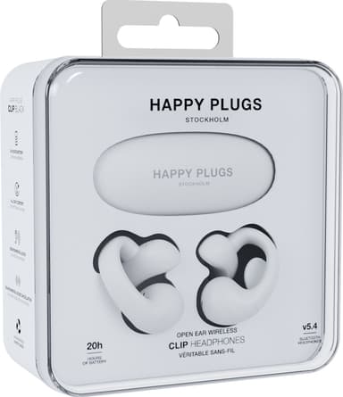 Happy Plugs OWS Clip täysin langattomat open-ear kuulokkeet (valk.)
