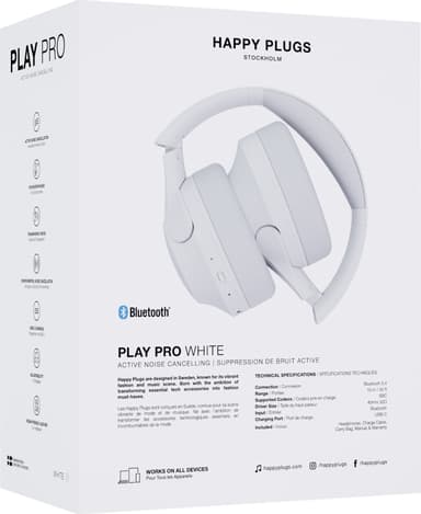 Happy Plugs Play Pro langattomat around-ear kuulokkeet (valkoinen)