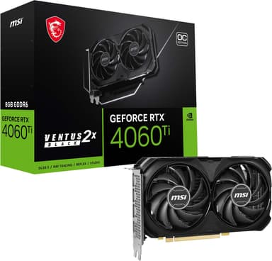 MSI GeForce RTX 4060Ti VENTUS 2X BLACK OC 8G Gaming näytönohjain