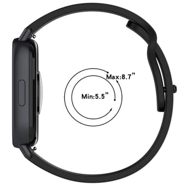 Silikonirannekello, joka on yhteensopiva Xiaomi Redmi Watch 5 Active:n kanssa Musta