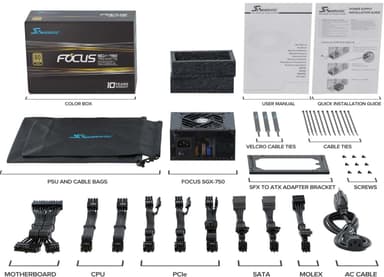Seasonic FOCUS SGX-750 (2021) virtalähdeyksikkö 750 W 20+4 pin ATX SFX Musta