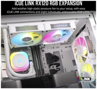 Corsair iCUE LINK RX120 RGB 120 mm PWM jatkotuuletin (valkoinen)