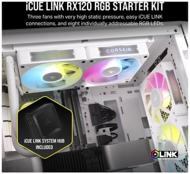 Corsair iCUE LINK RX120 RGB 120 mm PWM tuuletin aloituspakkaus (3 kpl)