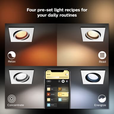Philips Hue Centura upotettava neliskulm. spottivalo 4,2W GU10 (valk.)