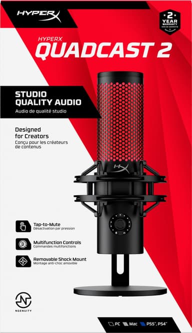 HyperX Quadcast 2 pelimikrofoni (musta)