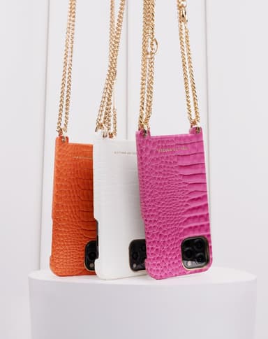 Lilou Necklace Case White Croco iPhone 11P/XS/X