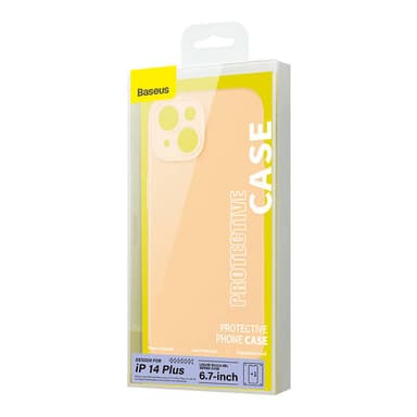 Baseus Liquid Silica Gel Case iPhone 14 Plus (sunglow)+ karkaistu lasi + puhdistussarja
