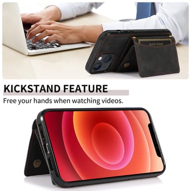 Ylellinen PU-nahkakotelo iPhone 15 -sarjalle, korttiteline, taitettava jalusta iPhone 15