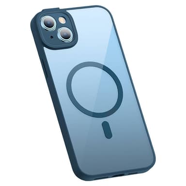 Baseus Frame läpinäkyvä magneettikotelo ja karkaistu lasisetti iPhone 14 Plus:lle (sininen)