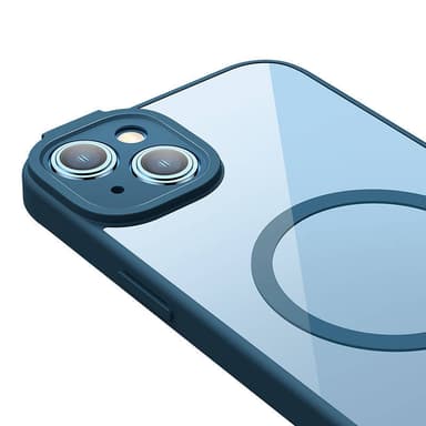 Baseus Frame läpinäkyvä magneettikotelo ja karkaistu lasisetti iPhone 14 Plus:lle (sininen)