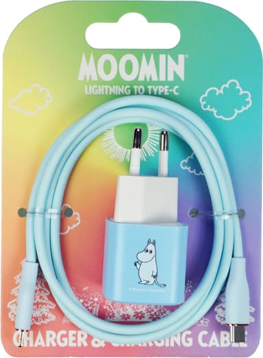 Moomin 20 W Lightning – USB-C seinälaturi 1 m (sininen)