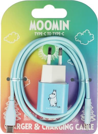 Moomin 20 W USB-C – USB-C seinälaturi 1 m (sininen)