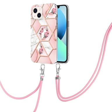 SKALO iPhone 15 Marmorinen Mobiilikauluksen suojakuori - Pinkki