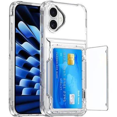 Takakuori korttipaikalla ja jalustalla iPhone 16 Plus -puhelimelle