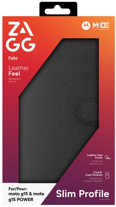 Zagg Motorola G15/G15 Power lompakkokotelo (musta)