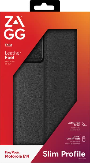 Zagg Motorola E14 lompakkokotelo (musta)