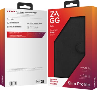 Zagg Motorola G55 5G lompakkokotelo (musta)