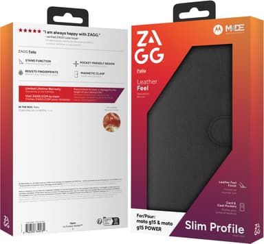 Zagg Motorola G15/G15 Power lompakkokotelo (musta)