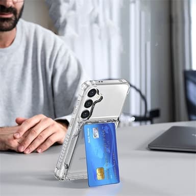 Takakuori korttipaikalla ja jalustalla Samsung S23 Plus -puhelimelle