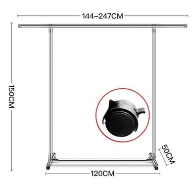 Teleskooppinen vaateteline 144 - 270 cm