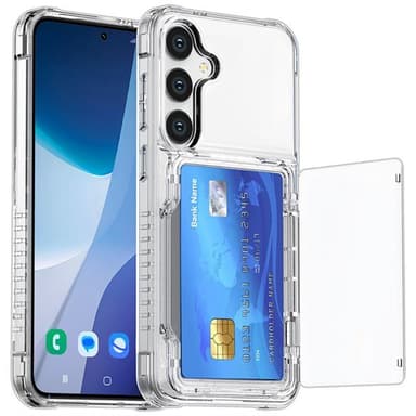 Takakansi, jossa on korttipaikka ja jalusta Samsung S24:lle