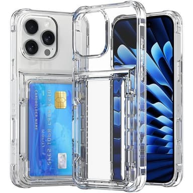 Takakuori korttipaikalla ja jalustalla iPhone 15 Pro:lle