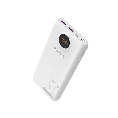 Romoss Pro Powerbank 20000mAh, PD 30W ja LED-näyttö - Valkoinen