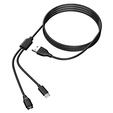 2-in-1-laturi USB-C-matkapuhelimelle ja urheilukellolle Musta