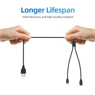 2-in-1-laturi USB-C-matkapuhelimelle ja urheilukellolle Musta