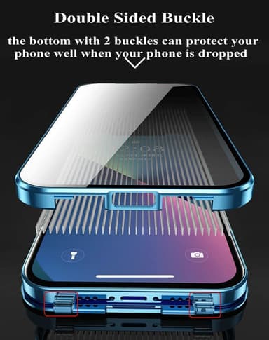 Kaksipuolinen solki HD-puhelinkotelo, magneettinen lämmönpoisto iPhonelle Musta  iPhone 15 Pro