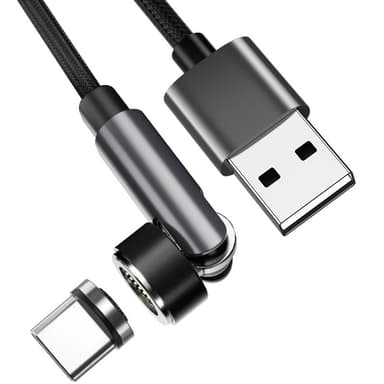 Magneettinen USB-C-latauskaapeli 3A pikalataus 2 m Musta