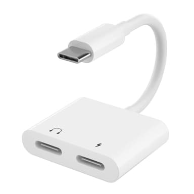 USB-C 2-in-1 -sovitin kuulokkeille ja laturilla