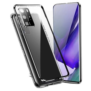 Magneettinen kaksipuolinen karkaistu lasi puhelinkotelo Musta Samsung S22 Ultra