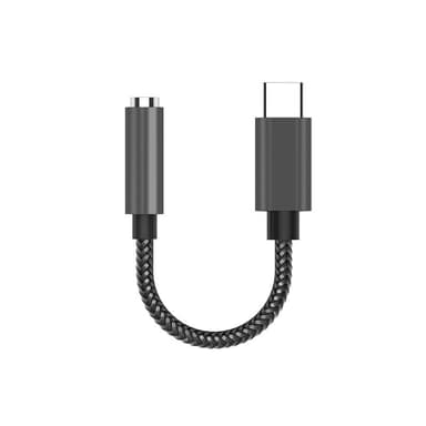 USB-C - 3,5 mm sovitin kuulokkeille Musta