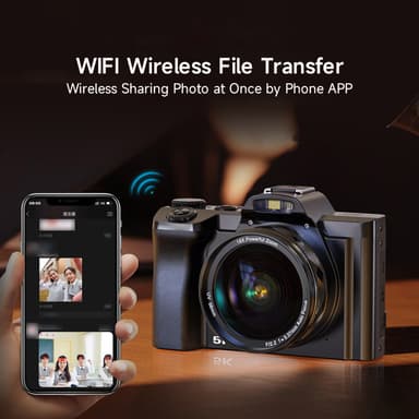 Digikamera 5K/48MP/16X zoom/6-akselinen tärinänvaimennus 3,5 tuuman näyttö WiFi