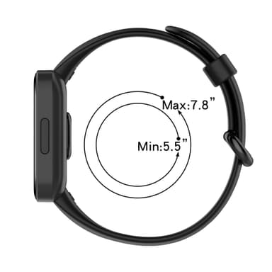 Kellon hihna Redmi 2/Xiaomi Mi Watch 2 Lite -puhelimelle Musta