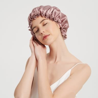 100 % Mulberry Silk Sleep Cap naisille, Pehmeä päähuivi nukkumiseen Vaaleanpunainen XL