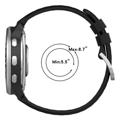20 mm:n universaali ristikuvioinen silikoniranneke Samsungille, Garminille, Huaweille Musta