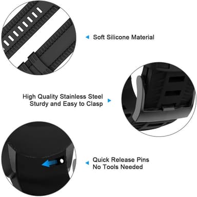 Suunto Spartan Sport Wrist HR/9 Baro/9/D5/7 rannekoru (24 mm) silikoni Musta  model 2