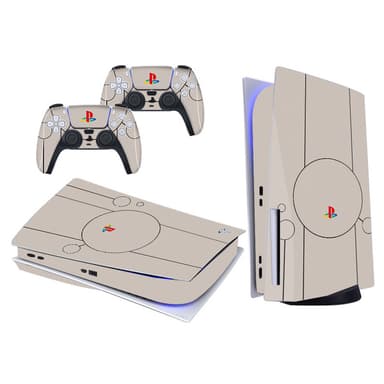 PS5-konsoli ja ohjaimen ulkoasu Luu valkoinen