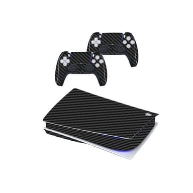 PS5-konsoli ja ohjaimen ulkoasu Musta