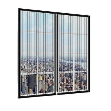 Window Curtain Fly Hyttysverkko Vetoketjun sulkuverkko Musta XL