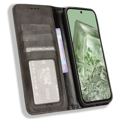 Google Pixel 8a Teline Puhelinkotelo Täysi Suojaus Lompakon Suojaus - Musta