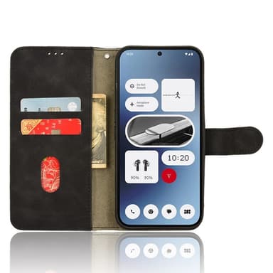 Nothing Phone (2a) Lompakkokotelo Ihokosketustuntuma Taitettava Teline Nahkainen Puhelinkotelo - Musta