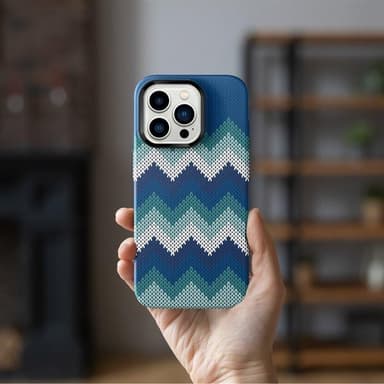 Ohut takakuori iPhone 14 Tekstiilikuviointi - sininen