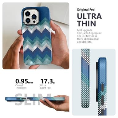 Ohut takakuori iPhone 14 Tekstiilikuviointi - sininen