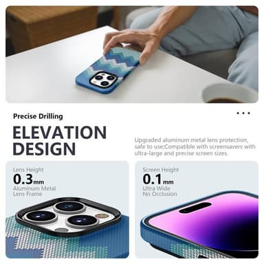 Ohut takakuori iPhone 14 Tekstiilikuviointi - sininen