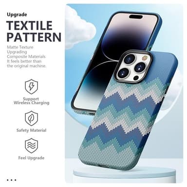 Ohut takakuori iPhone 14 Tekstiilikuviointi - sininen