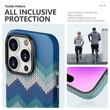 Ohut takakuori iPhone 14 Tekstiilikuviointi - sininen